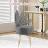 Vanity Chair Fluffy Padded Seat Bedroom Living Room Accent Chair Metal Leg Grey