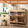 Bonnlo Rattan 4-Bin 2-Drawer Shoe Cabinet, Wide, Adjustable