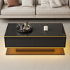 Coffee Table 100x50x40 cm w/ LED Lights & 3 Drawers Gloss Black for Living Room