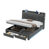 Ottoman Storage Bed Frame with Hydraulic and Drawers 5 ft King Upholstered Bed