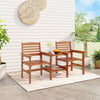 Wood 2-Seat Conversation Set Outdoor Patio Loveseat with Coffee Table