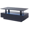 Coffee Table with Storage Rectangle LED Modern Wooden Rectangle Tea Table Black