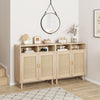 Set of 2 Modern Rattan Sideboard Cabinets – Buffet Storage with Shelves for Home