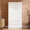 High Gloss 3 Door 2 Drawers Wardrobe With Shelves Storage Bedroom Furniture
