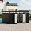Galvanised Metal Garden Shed Outdoor Tool Storage House with Lockable Door Black