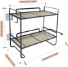 Black 2-Tier Over Toilet Storage Rack,Bathroom Organizer w/ 2 Hooks,Paper Holder