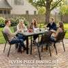 7 Pcs Outdoor Dining Set with Umbrella Hole, Garden Table and Chairs Set for 6