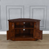 Mahogany Corner TV unit with flutted columns and Single Shelf , 2 Doors