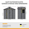 Plastic Sheds Outdoor Garden Shed 8x4FT Wood Grain Utility Tool Storage House