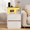 2 Drawers LED Bedside Table With Charging Socket Nightstand Bedside Cabinet UK