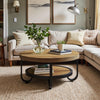 2-Tier Round Coffee Table for Living Room, 31.1-Inch Center Cocktail Tea Table