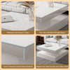 Coffee Table LED Lights Square Cocktail Table Marble Pattern Living Room White