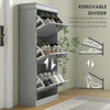 Slim Shoe Storage Cabinet with 3 Flip Drawers for Entryway, Grey