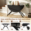 Folding Dining Table 120cm Extendable Round Kitchen Table-Black