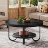Round Coffee Table, 80cm Industrial Wood Circle Center Table for Living Room