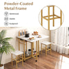 3 Piece Dining Table Set Rolling Extendable Kitchen Table Set w/2 Stools White