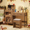 COSTWAY Makeup Vanity Table Vanity Desk with Mirror and Lights