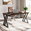 Writing Computer Desk, 140CM Home Office Executive Desk with Z-Shaped Metal Leg