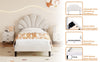 3ft Single Upholstered Bed Frame with Headboard, Solid Wood Slat, Velvet, Beige