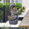 Solar Water Feature Indoor Outdoor Polyresin Garden Fountain w/ LED Lights Decor