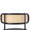 Dining Chairs Set of 4, with Rattan Backrest, Padded Seat & Metal Legs, Black