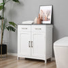 Bathroom Floor Cabinet Free Standing Storage Cupboard w/ 2 Drawers 2 Doors