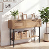 Freestanding Sofa Table with Flip Doors & Open Storage Shelf