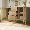 SIDEBOARD CABINET WOODEN RATTAN 2 DOORS 3 DRAWERS CUPBOARD STORAGE FURNITURE