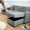 Milo Grey Corner Sofa Bed with Storage Velvet Pull Out Bed Left or Right Chaise