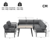 Garden Furniture Set Outdoor 8 Seater Corner Sofa with Glass Dining Table, Grey