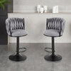2X Luxury Tufted GREY BAR STOOLS, GAS LIFT, BREAKFAST KITCHEN BAR W/ BACK