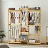 Thicken Bamboo Clothes Rail Garment Rack Cloakroom Open Wardrobe Walk-in Closet