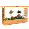 Raised Garden Bed Fir Wood Climbing Planter Box w/2-Sided Trellis