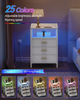 LED Bedside Table 3 Drawers Storage Cabinet Nightstand with Charging Station