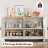 Wooden Sideboard Buffet Storage Cabinet Kitchen Cupboard with 4 Rattan Doors