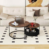 Round Coffee Table Set of 2 80 & 60 CM Circle Cocktail Table-Coffee