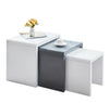 Nest of 3 Tables Grey Tempered Glass Top White High Gloss Side End Coffee Home