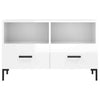 TV Cabinet in High Gloss White Engineered Wood with Legs, Spacious E9I2