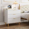 3 Drawer Chest of Drawers w/ Metal Legs, Bedroom Bedside Storage Cabinet Hallway