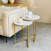 Nesting of Tables Marble Round Coffee Table Set fr Sofa Side Bedside Living Room