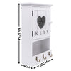White Wooden 9 Key Wall Mounted Box Cabinet Heart Keyhole Holder