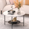 Glossy Round Coffee Table Accent Center Table Sintered Stone Sofa Side Desk