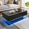 Coffee Table 100x50x40 cm w/ LED Lights & 3 Drawers Gloss Black for Living Room
