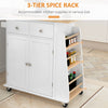Kitchen Island Storage Cabinet Rolling Trolley with Rubber Wood Top