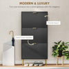 Slim Shoe Storage Cabinet with 3 Flip Drawers for Hallway, Black