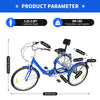 24 Inch Tricycle Adults Seniors Foldable 7 Speed 3 Wheels Bicycle with Basket UK