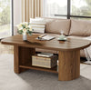Oval Coffee Table, 2-Tier Modern Coffee Table Accent Center Table with Storage