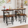 Counter Dining Table with 2 Stools 3PCS Breakfast Bar Set Brown