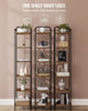Narrow Wooden Shelf 6 Tier Rustic Rack Display Unit Metal Frame Storage Bookcase