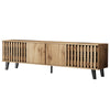 Modern TV Stand TV Console Unit with Grille Doors & Shelves, 180 cm, Wood Grain